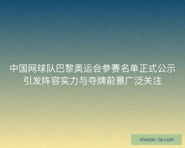 中国网球队巴黎奥运会参赛名单正式公示引发阵容实力与夺牌前景广泛关注